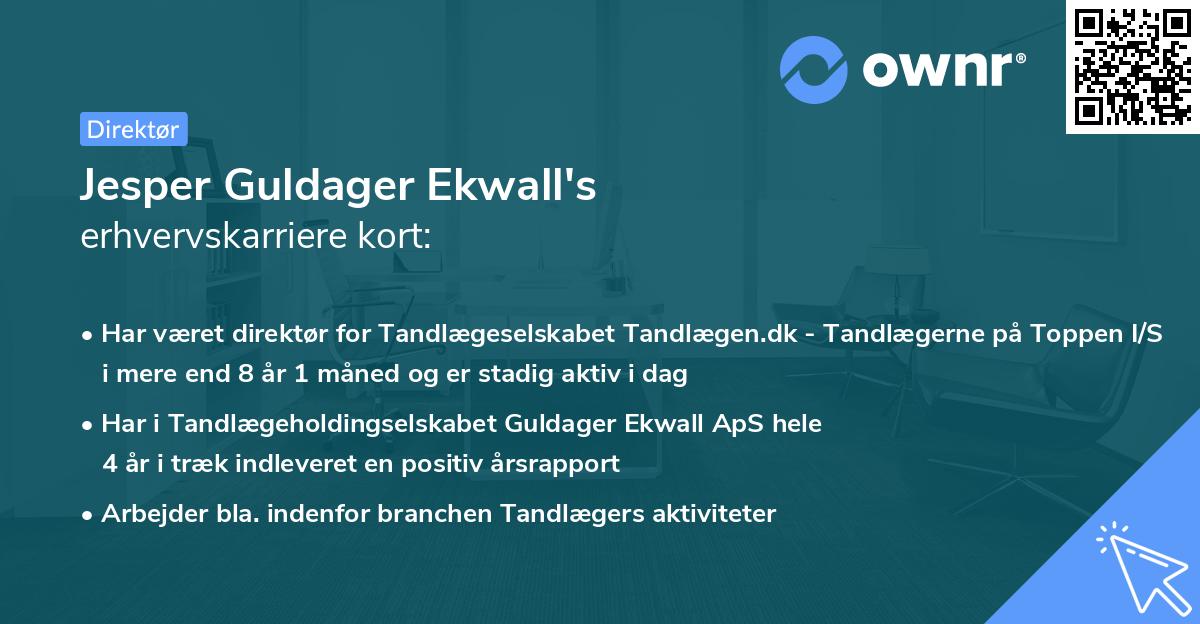 Jesper Guldager Ekwall's erhvervskarriere kort