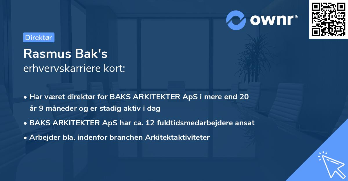 Rasmus Bak's erhvervskarriere kort