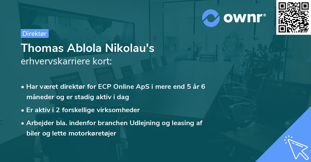 Thomas Ablola Nikolau's erhvervskarriere kort