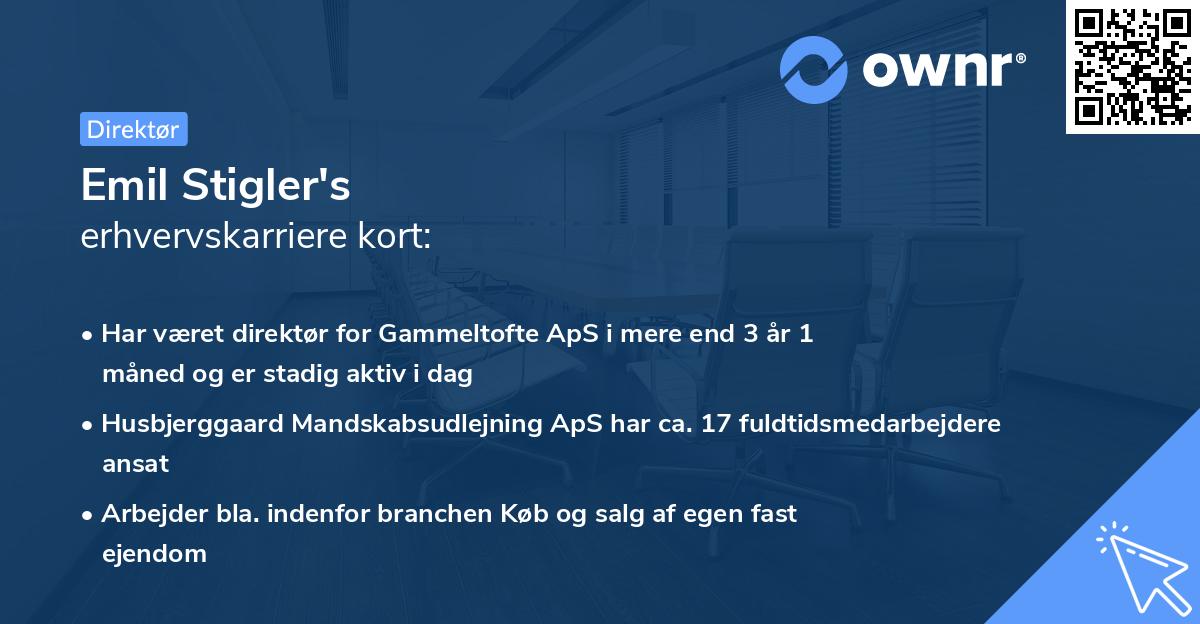Emil Stigler's erhvervskarriere kort