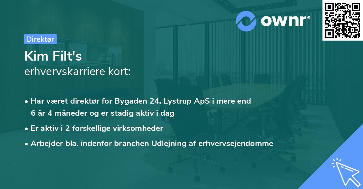 Kim Filt's erhvervskarriere kort