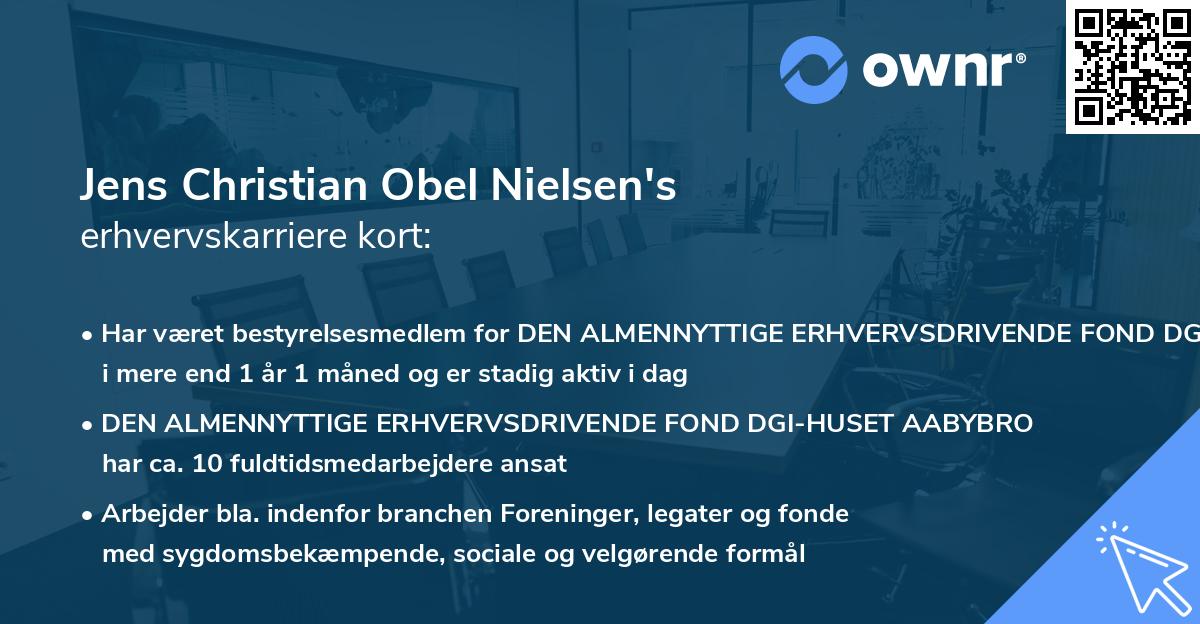 Jens Christian Obel Nielsen's erhvervskarriere kort