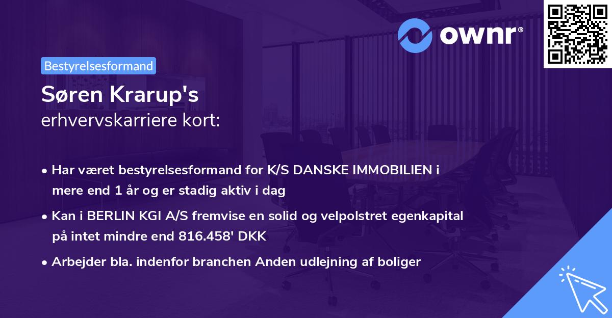Søren Krarup's erhvervskarriere kort