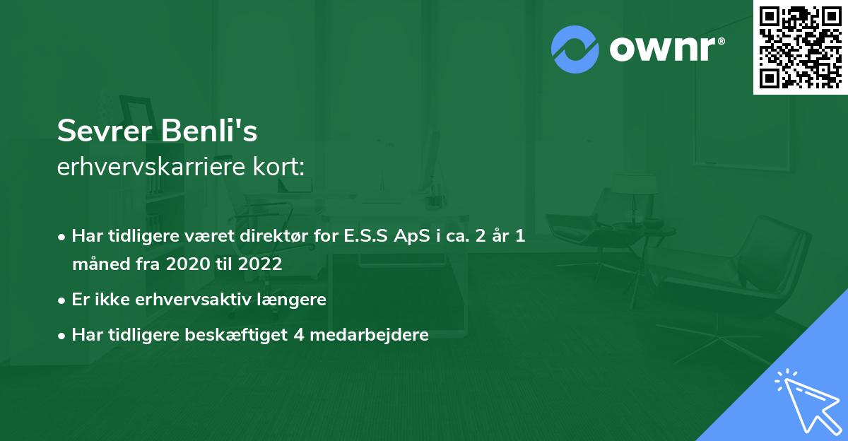 Sevrer Benli's erhvervskarriere kort