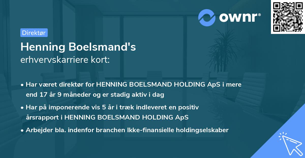 Henning Boelsmand's erhvervskarriere kort