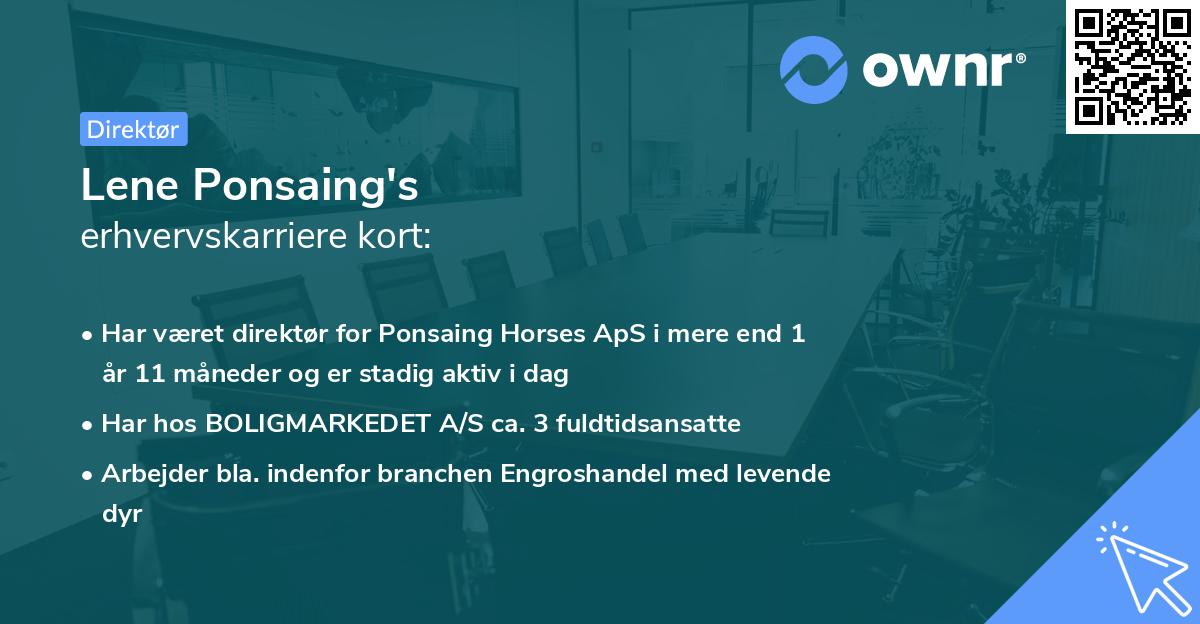 Lene Ponsaing's erhvervskarriere kort