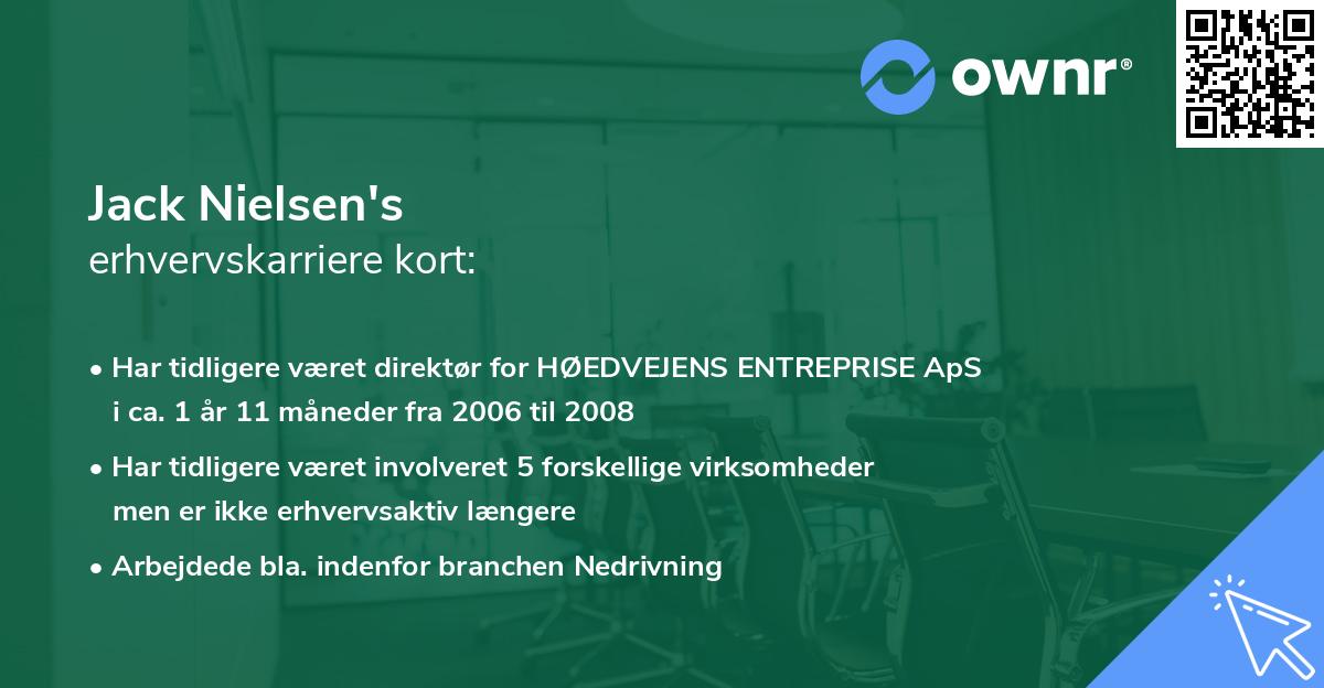 Jack Nielsen's erhvervskarriere kort