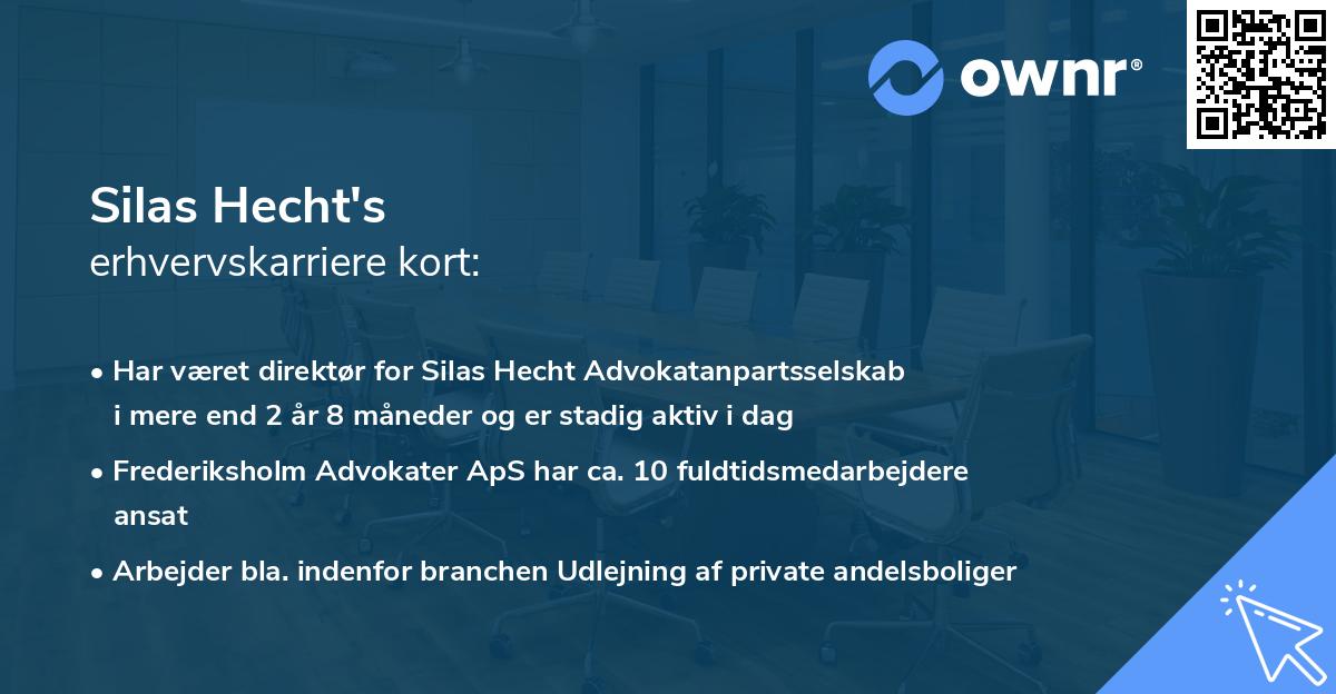 Silas Hecht's erhvervskarriere kort