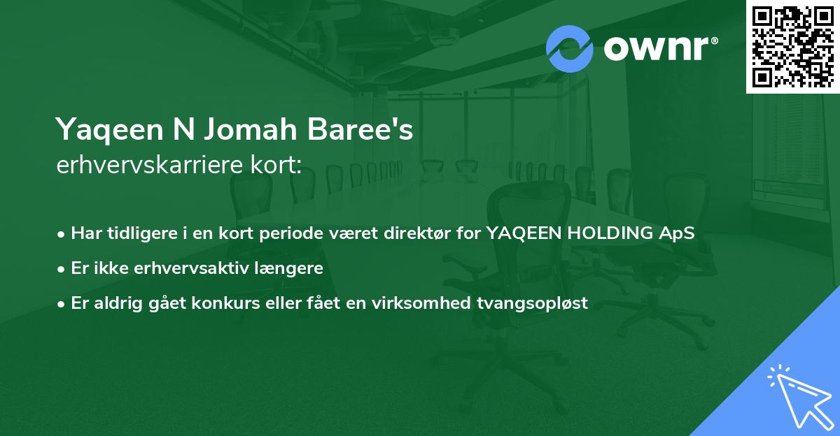 Yaqeen N Jomah Baree's erhvervskarriere kort