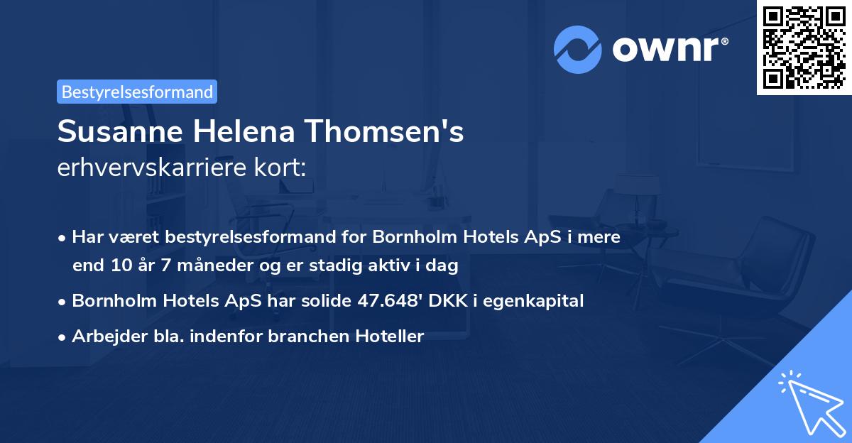 Susanne Helena Thomsen's erhvervskarriere kort