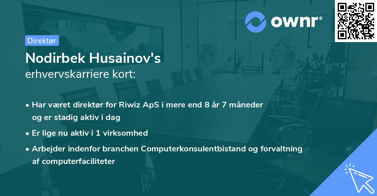 Nodirbek Husainov's erhvervskarriere kort
