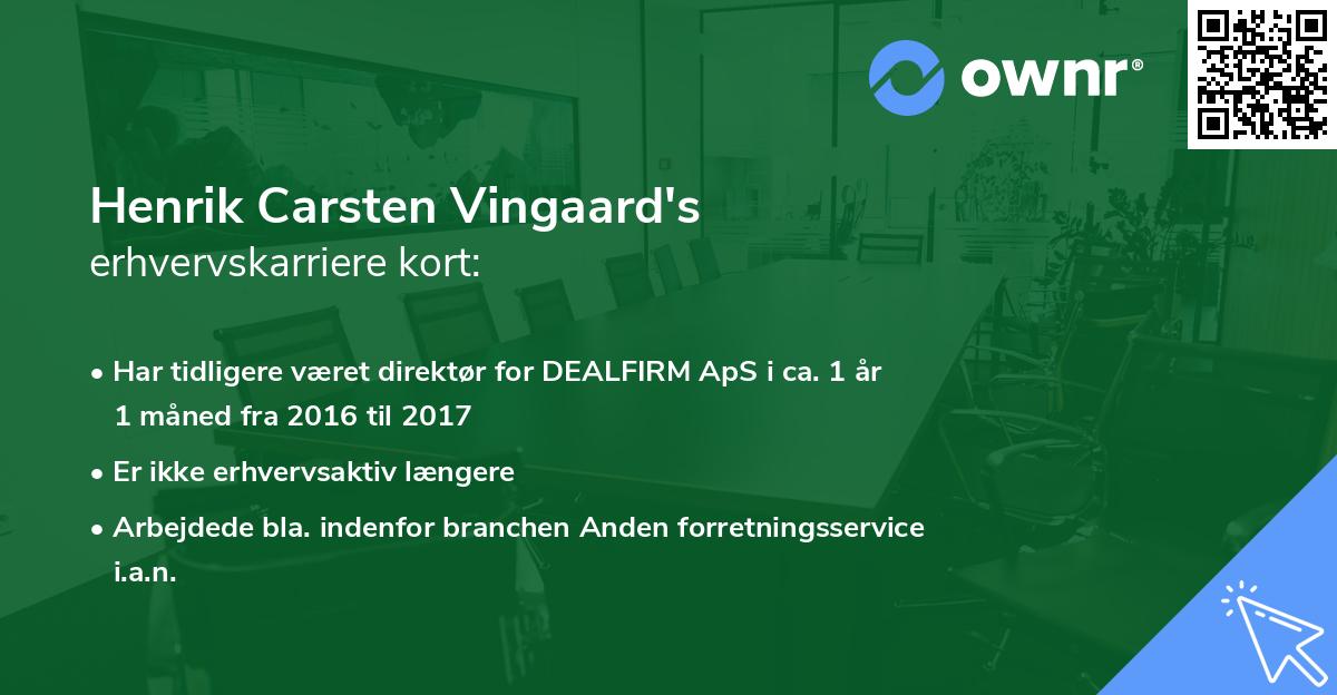 Henrik Carsten Vingaard's erhvervskarriere kort