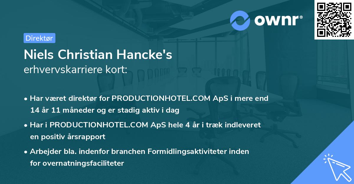 Niels Christian Hancke's erhvervskarriere kort