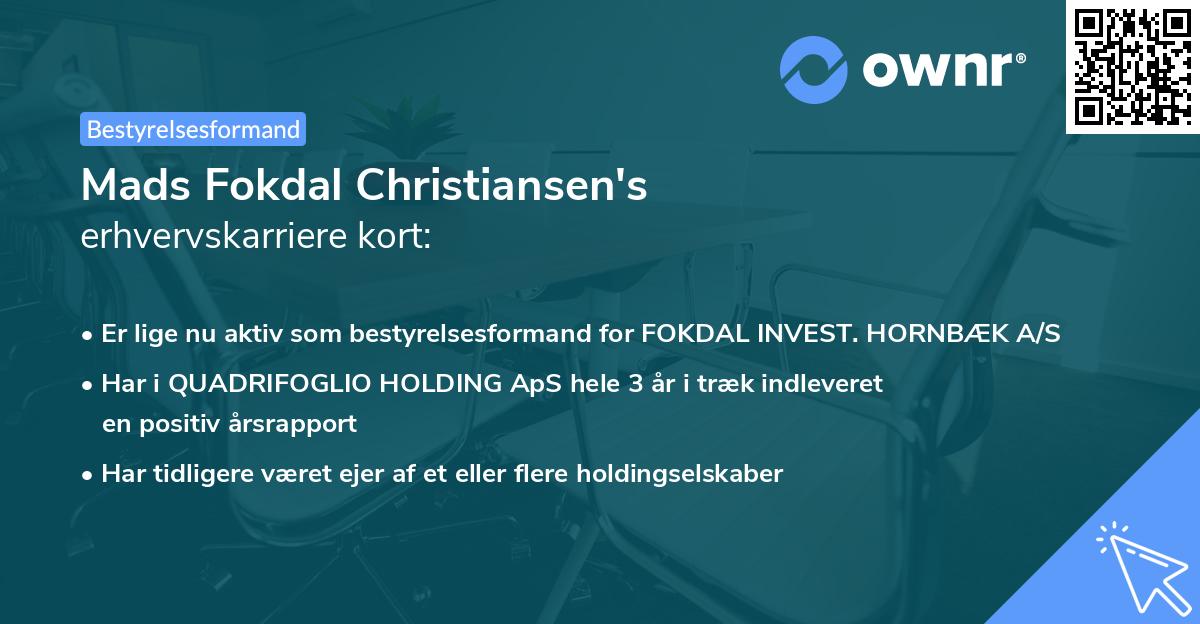 Mads Fokdal Christiansen's erhvervskarriere kort