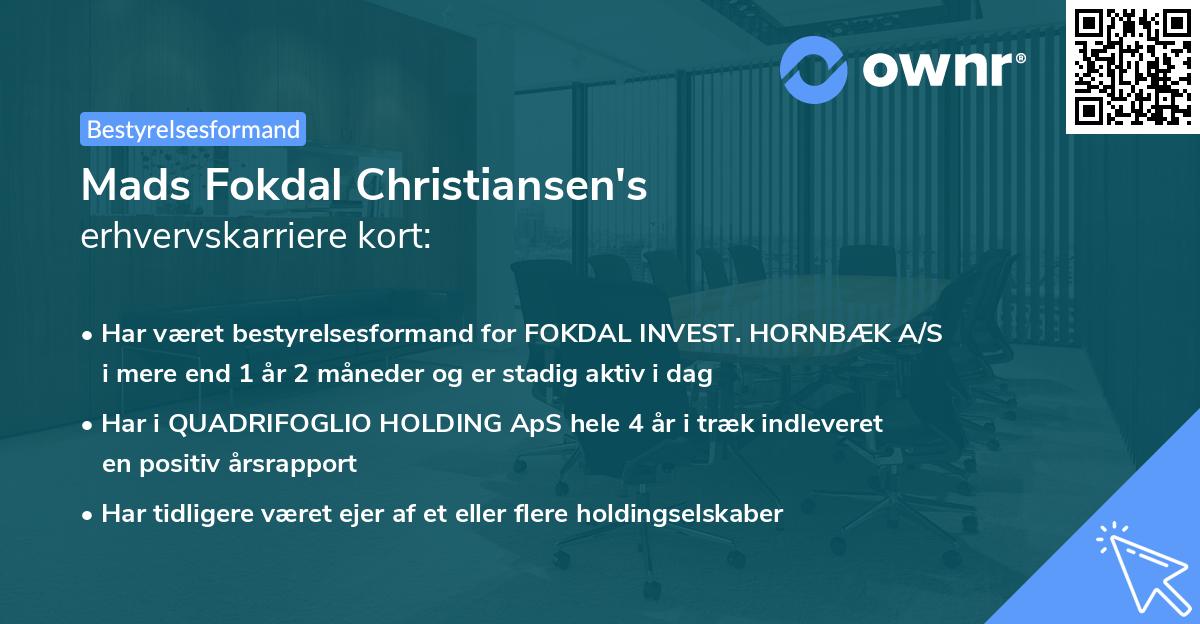 Mads Fokdal Christiansen's erhvervskarriere kort