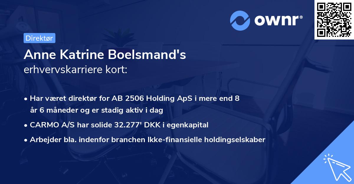 Anne Katrine Boelsmand's erhvervskarriere kort