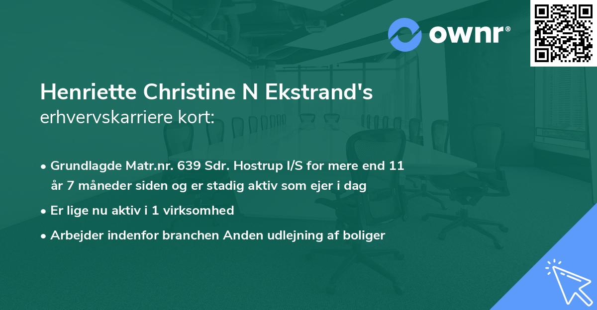 Henriette Christine N Ekstrand's erhvervskarriere kort