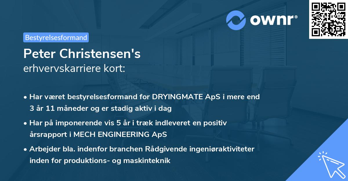 Peter Christensen's erhvervskarriere kort