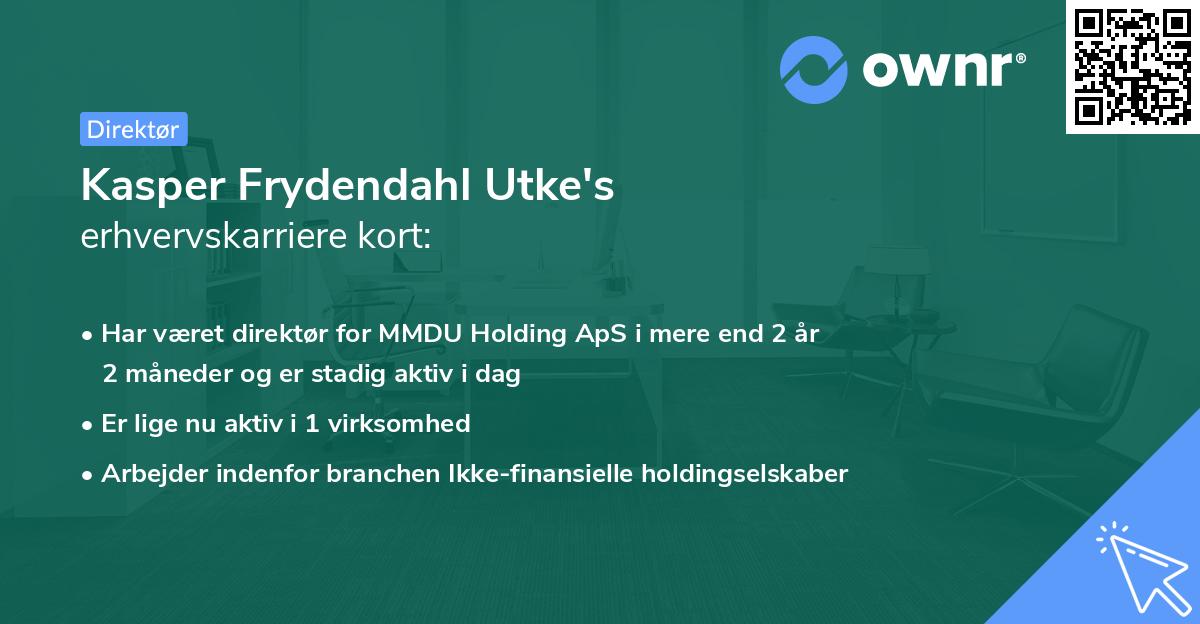 Kasper Frydendahl Utke's erhvervskarriere kort