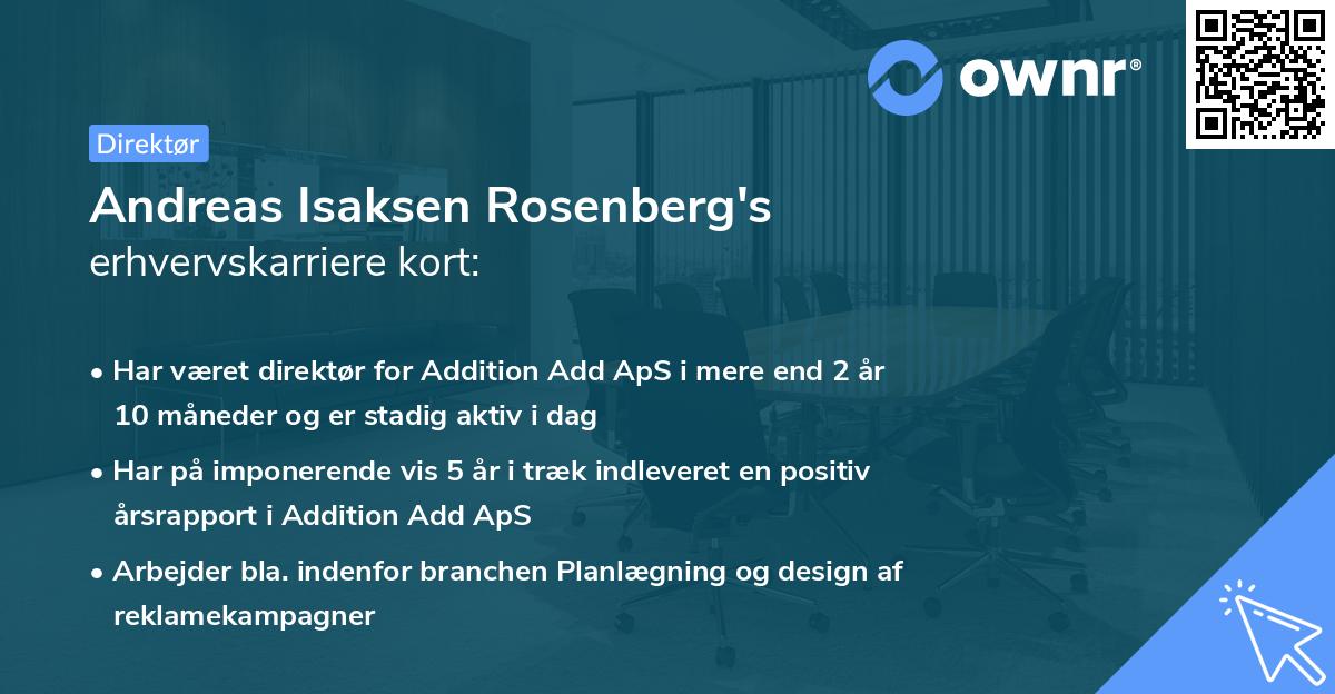 Andreas Isaksen Rosenberg's erhvervskarriere kort