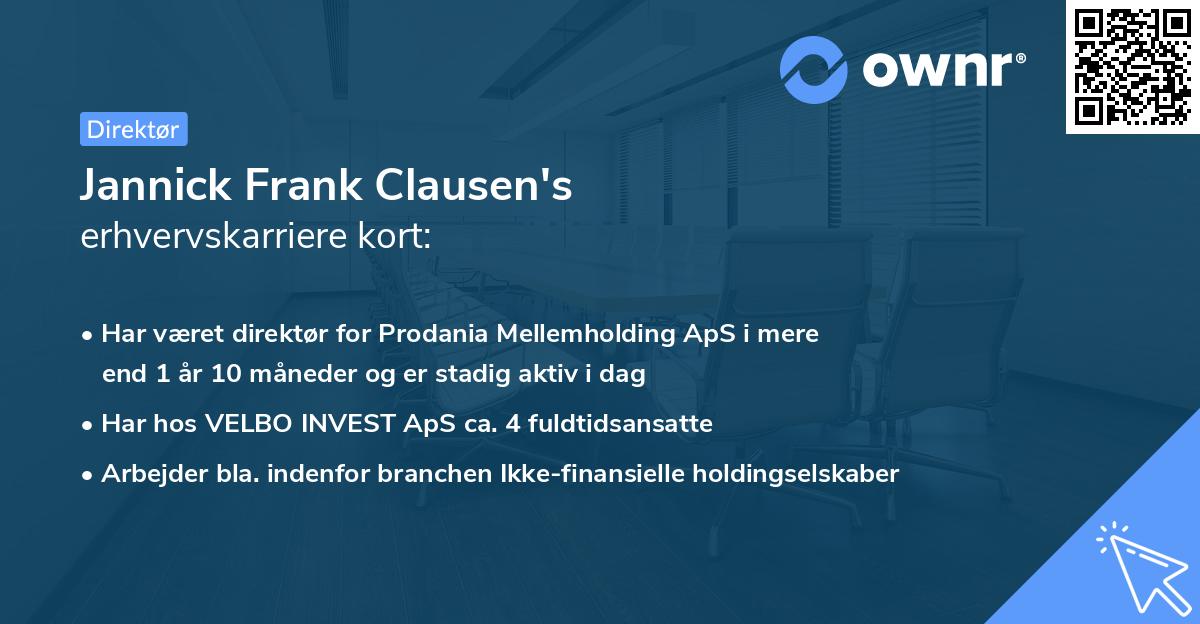 Jannick Frank Clausen's erhvervskarriere kort