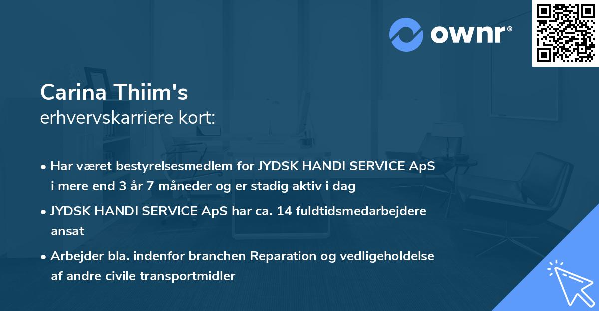 Carina Thiim's erhvervskarriere kort