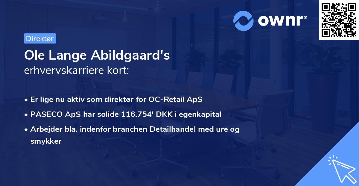 Ole Lange Abildgaard's erhvervskarriere kort