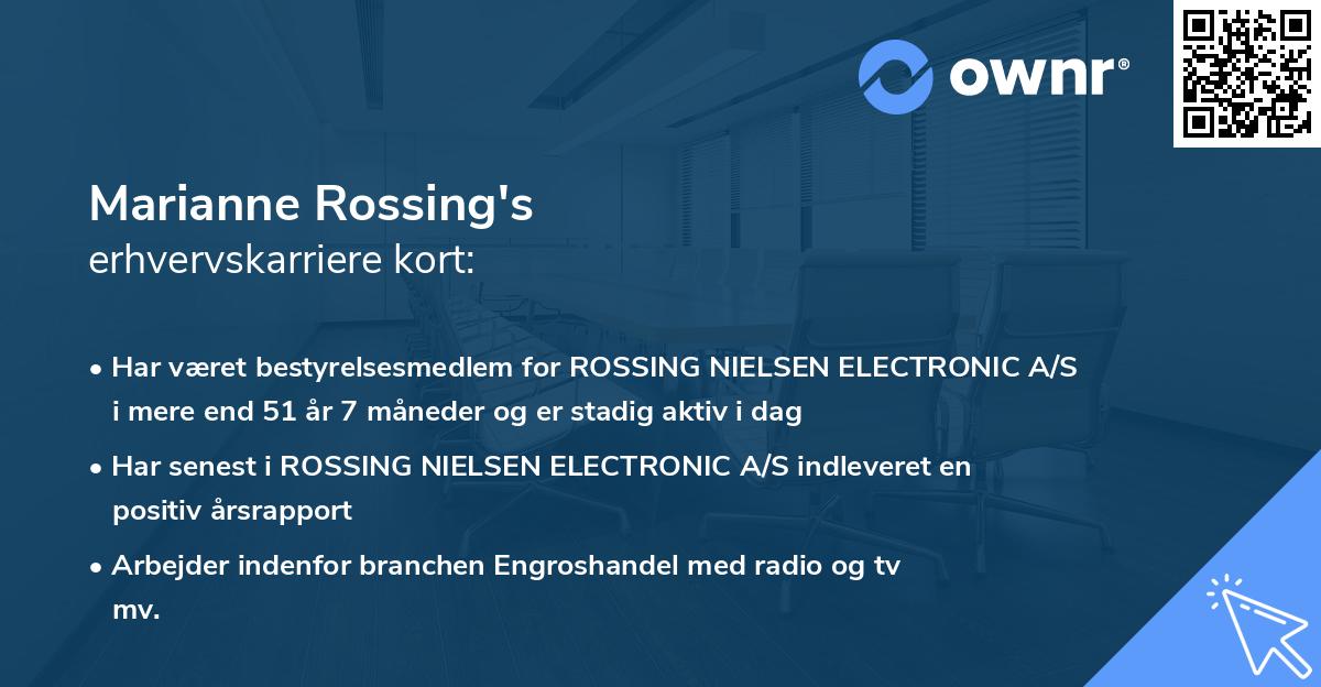 Marianne Rossing's erhvervskarriere kort