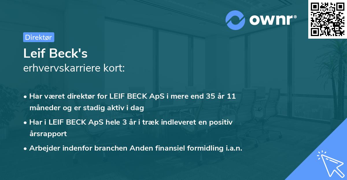 Leif Beck's erhvervskarriere kort