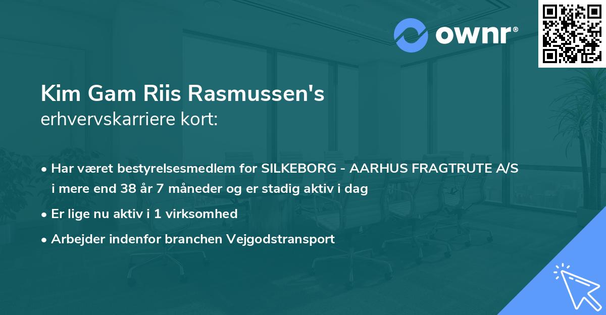 Kim Gam Riis Rasmussen's erhvervskarriere kort