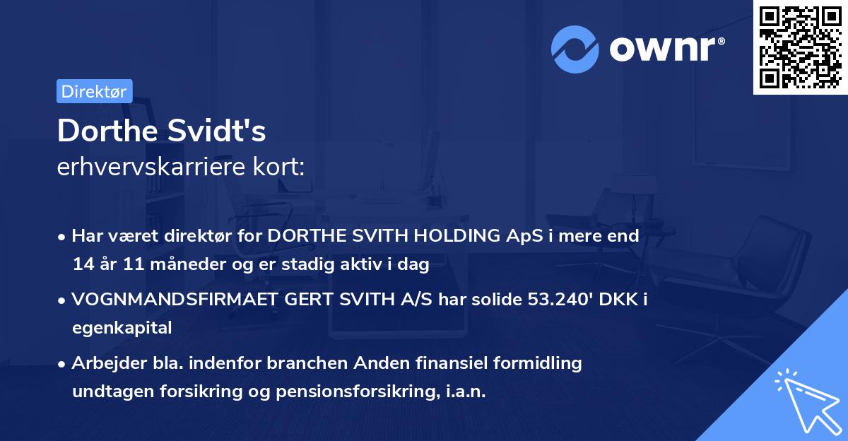 Dorthe Svidt's erhvervskarriere kort