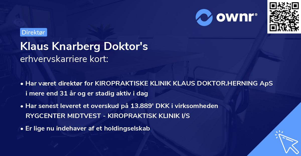 Klaus Knarberg Doktor's erhvervskarriere kort