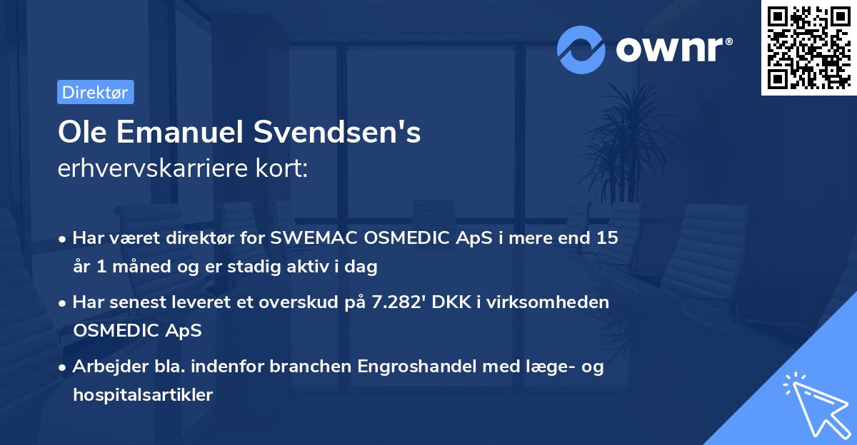 Ole Emanuel Svendsen's erhvervskarriere kort