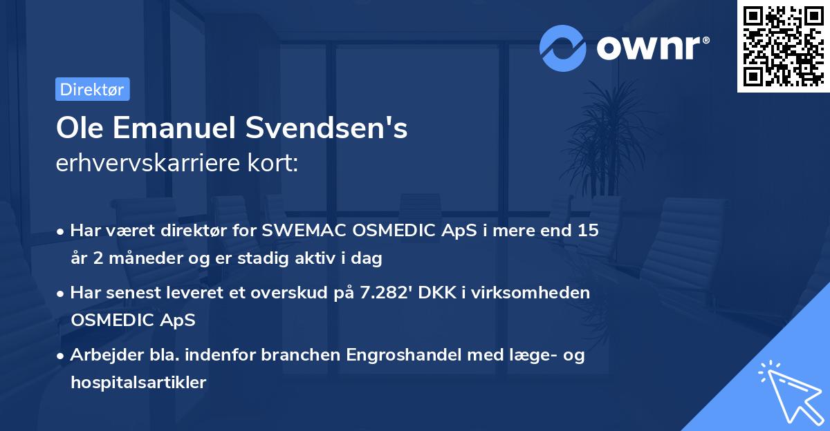 Ole Emanuel Svendsen's erhvervskarriere kort