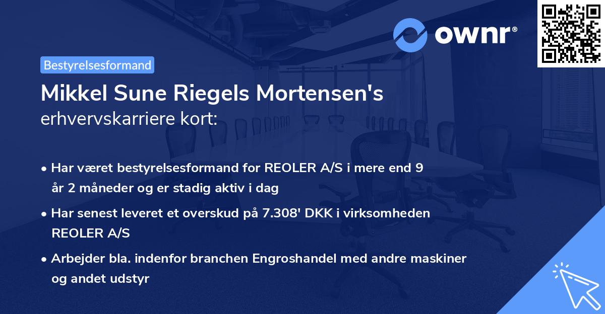 Mikkel Sune Riegels Mortensen's erhvervskarriere kort