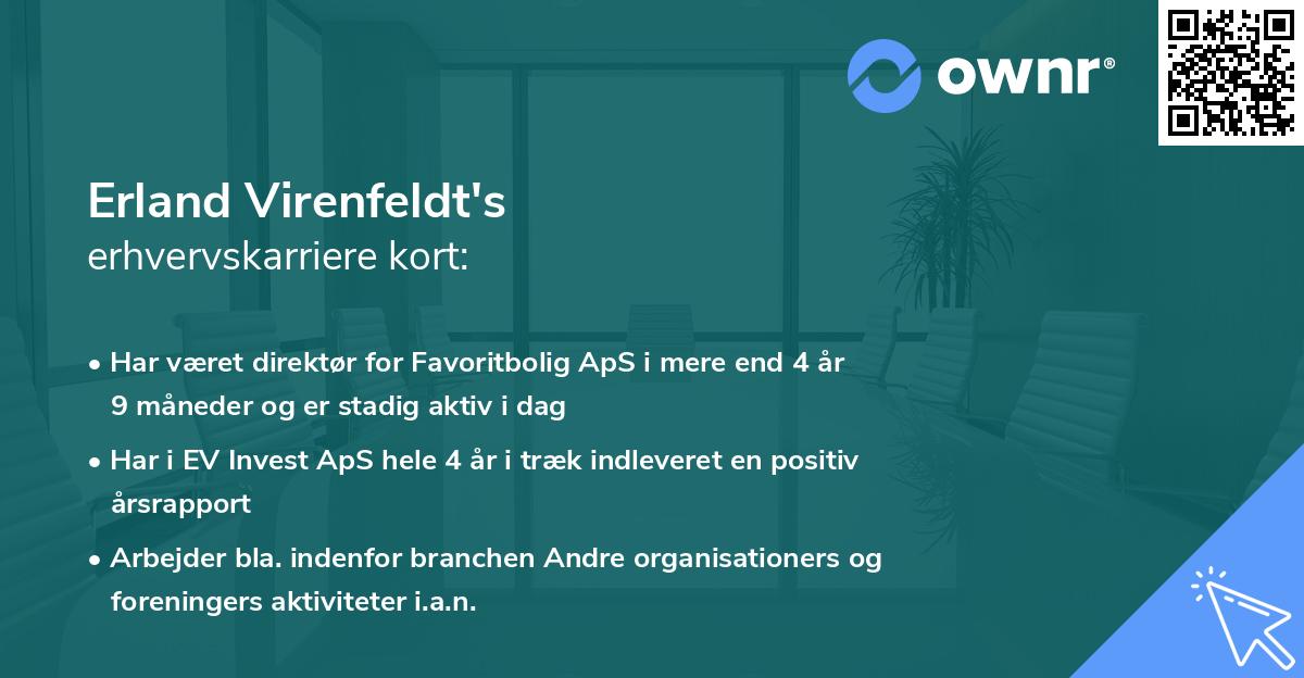Erland Virenfeldt's erhvervskarriere kort