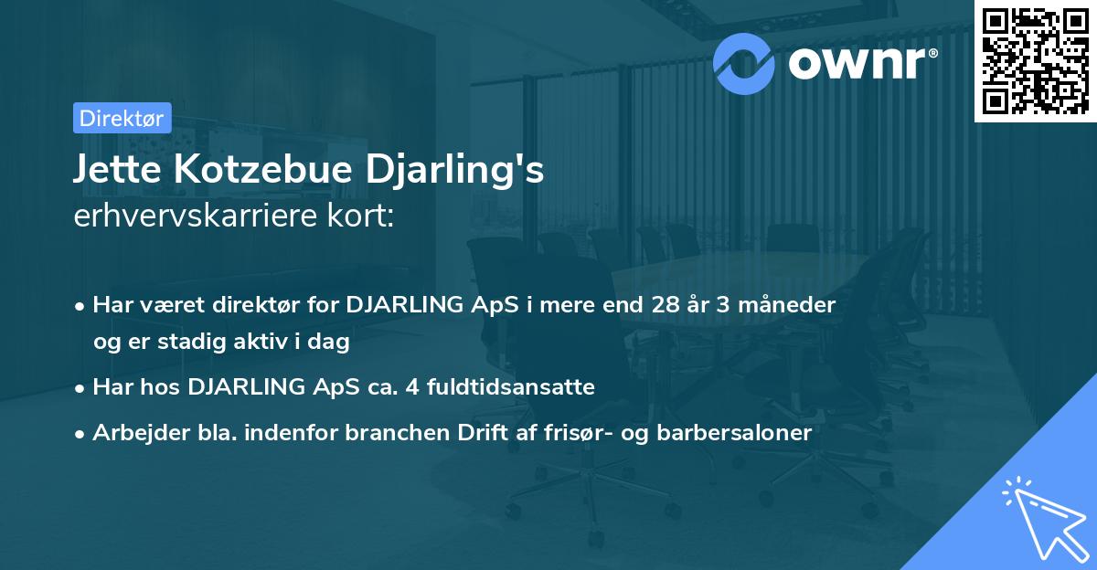 Jette Kotzebue Djarling's erhvervskarriere kort