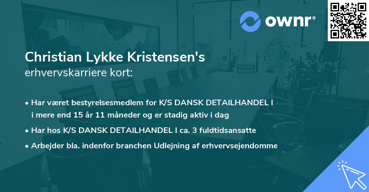 Christian Lykke Kristensen's erhvervskarriere kort