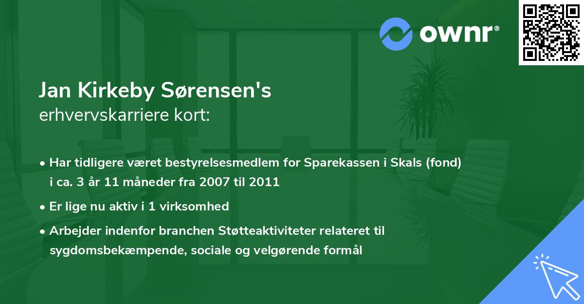 Jan Kirkeby Sørensen's erhvervskarriere kort