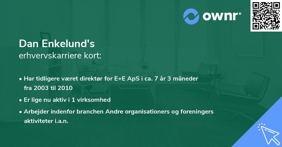 Dan Enkelund's erhvervskarriere kort