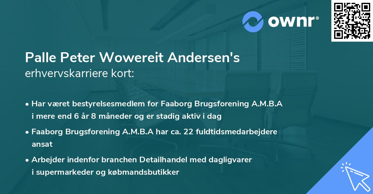 Palle Peter Wowereit Andersen's erhvervskarriere kort