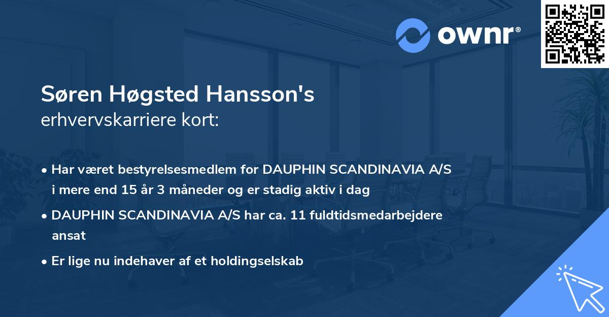 Søren Høgsted Hansson's erhvervskarriere kort