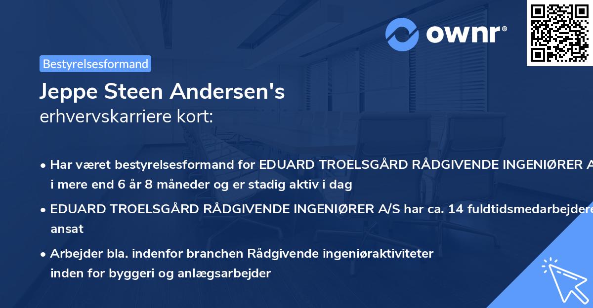 Jeppe Steen Andersen's erhvervskarriere kort