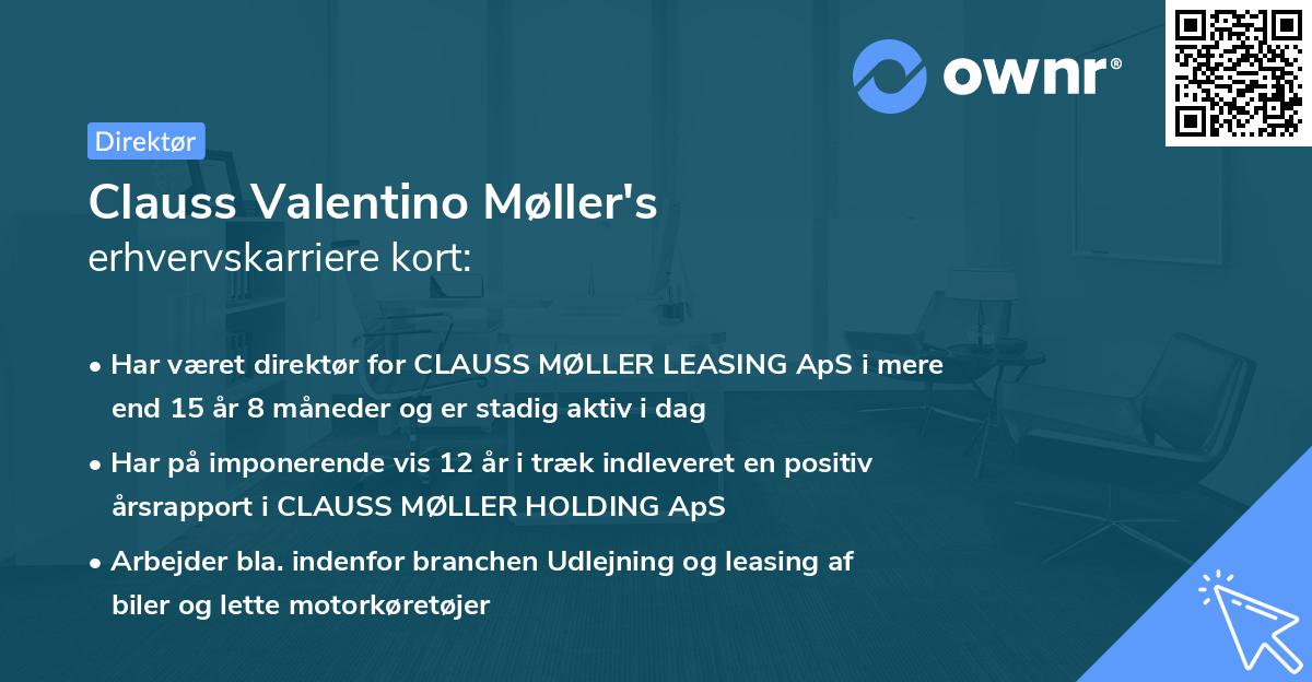 Clauss Valentino Møller's erhvervskarriere kort