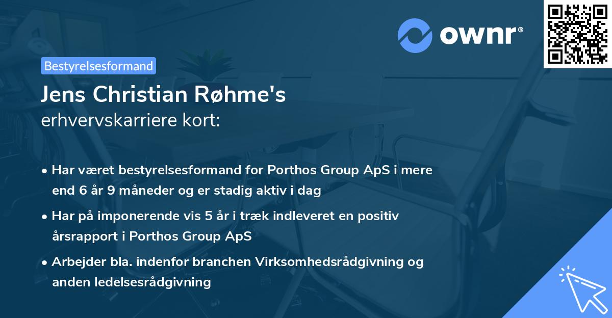 Jens Christian Røhme's erhvervskarriere kort