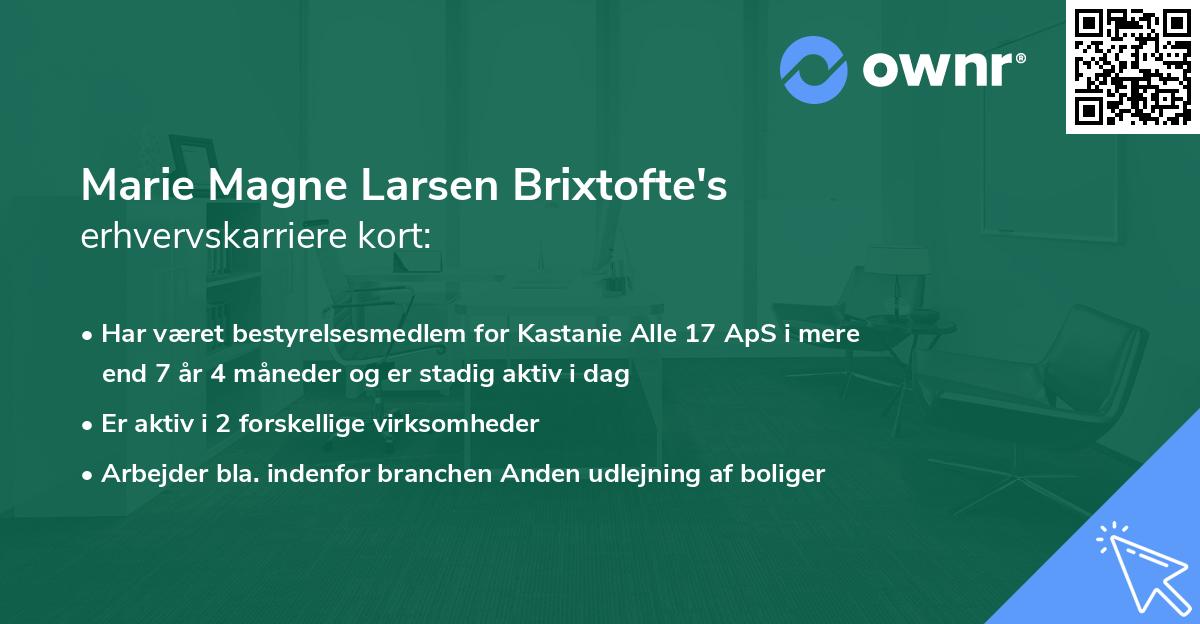 Marie Magne Larsen Brixtofte's erhvervskarriere kort