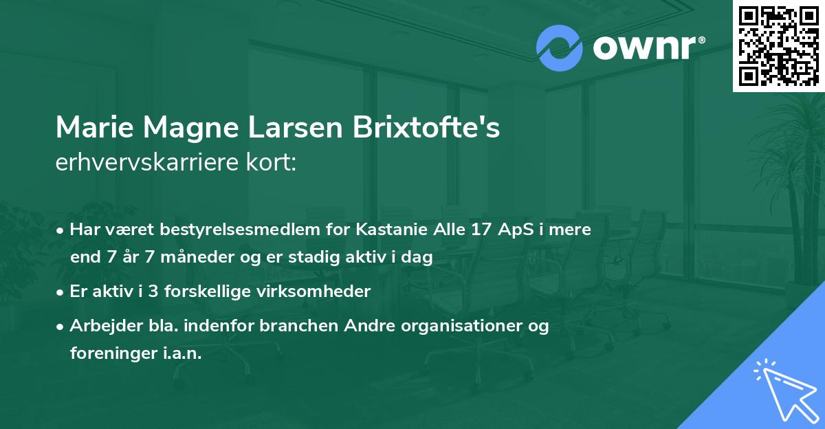 Marie Magne Larsen Brixtofte's erhvervskarriere kort