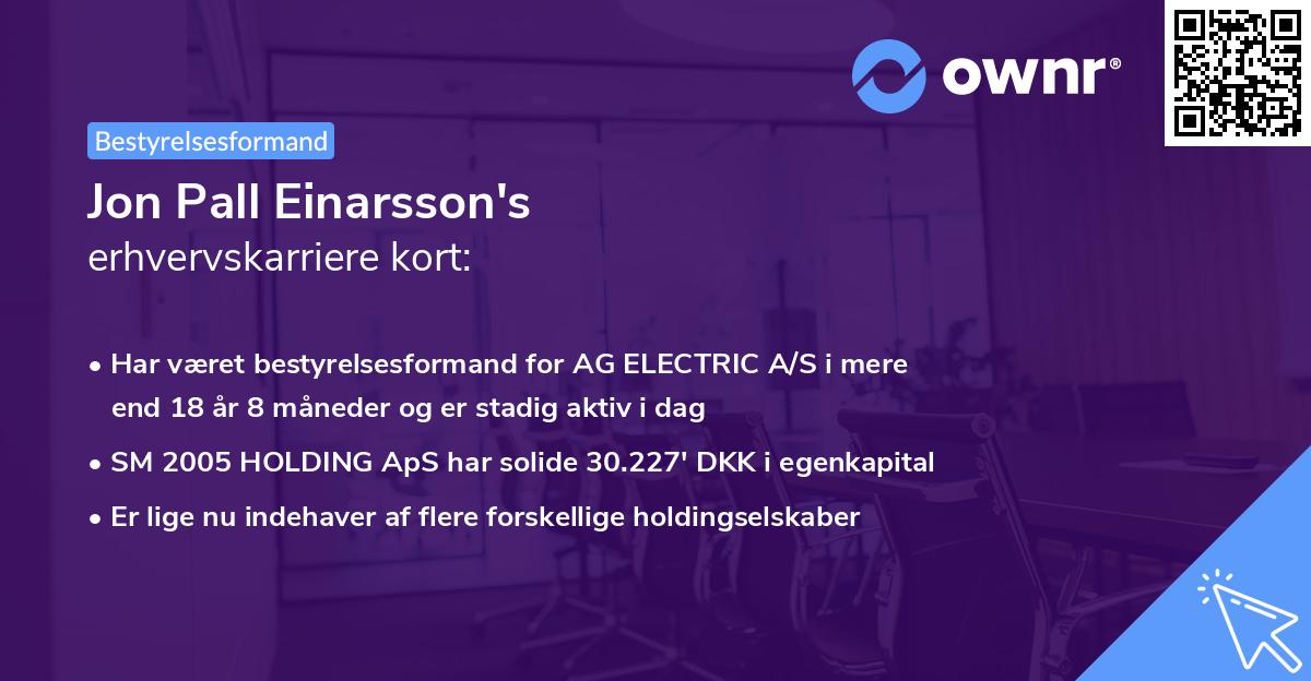 Jon Pall Einarsson's erhvervskarriere kort