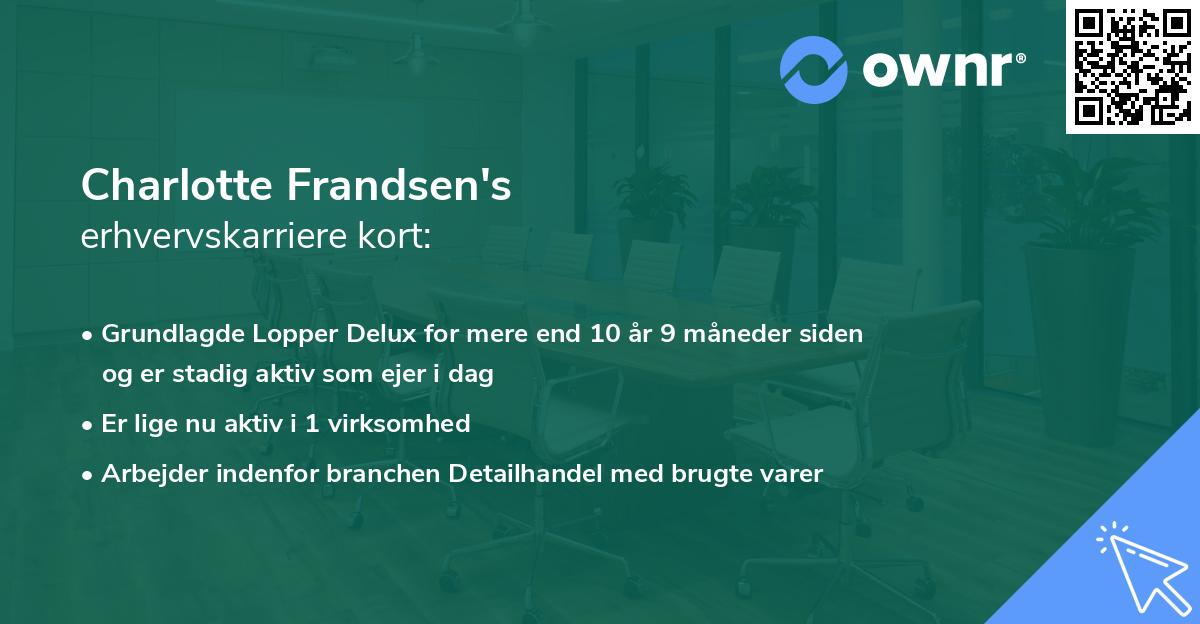 Charlotte Frandsen's erhvervskarriere kort