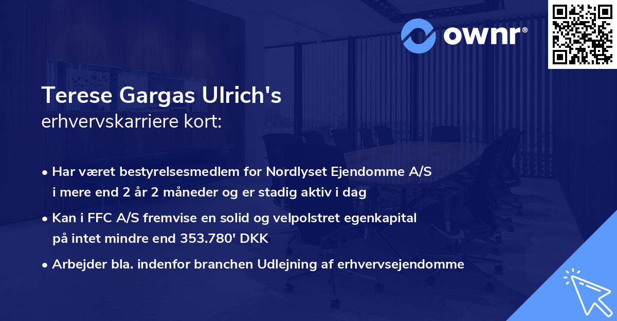 Terese Gargas Ulrich's erhvervskarriere kort